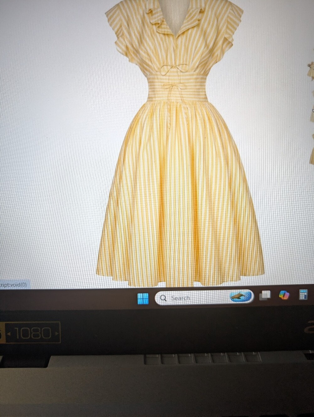 Yellow Striped Midi Dress with Fitted Waist